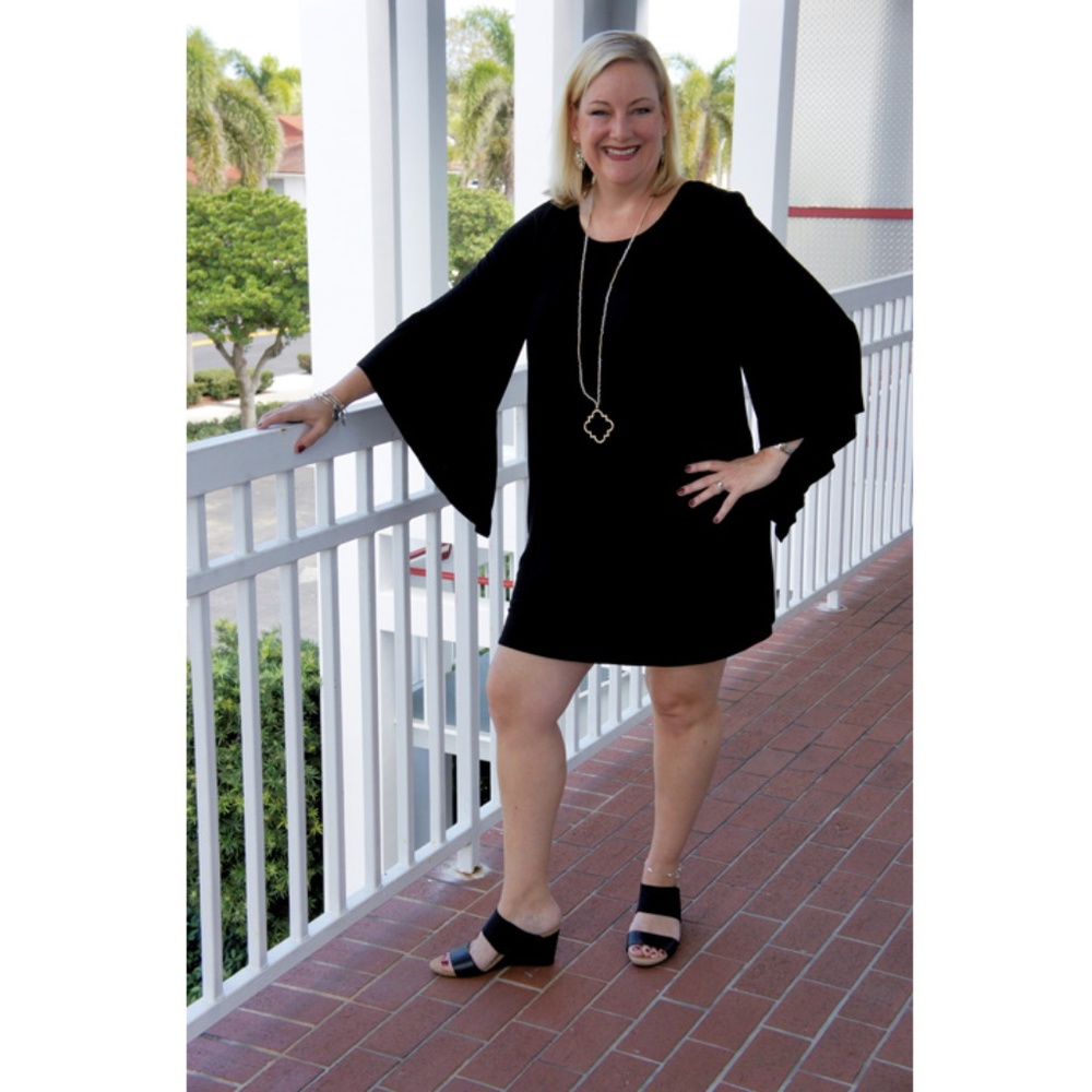 Plus Size Black Bell Sleeve Dress